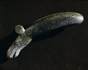 Őstörténet: elán alakú diorit eszköz. Kőkorszak. Svéd Nemzeti Régiségek Múzeuma, Stockholm Svédország alkotó: Prehistoric Prehistoric
