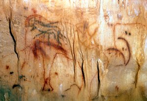 Őstörténet: egy sebesült ember (sziklafestmény) alkotó: Prehistoric Prehistoric
