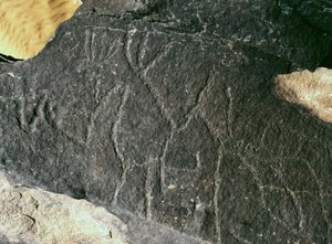 Őstörténet, sziklaművészet: komoly rock. Kőkorszak Kr.e. 5000-2000. Taghit, Hoggar Highland (Ahaggar), Algéria alkotó: Prehistoric Prehistoric