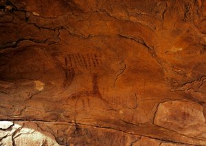 Őstörténet: falfestés. Kőkorszak Kr.e. 5000-2000. Taghit, Hoggar Highland (Ahaggar), Algéria alkotó: Prehistoric Prehistoric