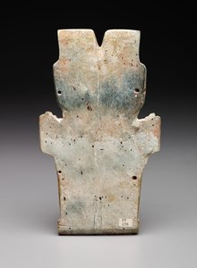 Egy antropomorf emléktábla hátoldala, esetleg a tűzkígyó, preklasszikus korszak, ie 800-400 (szerpentin és cinóber) alkotó: Prehistoric Prehistoric