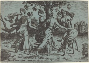 Dryádok tánca alkotó: Probably French 16th Century after Pierre Milan after Rosso Fiorentino