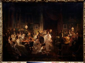 Horace Vernet megosztja a dagerrotípia felfedezését Monsieur Irisson nappalijában (10 rue Antin, augusztus 10-én este