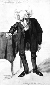 Francois Rene francia író, Chateaubriand vikomtja (1768-1848) francia író, Prosper Merimee rajzfilmje (metszet)