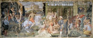 Szilveszter pápa és Konstantin császár történetei, Prospero Fontana (1512-1597), freskó, terem, Palazzina della Viola, Bologna, Olaszország