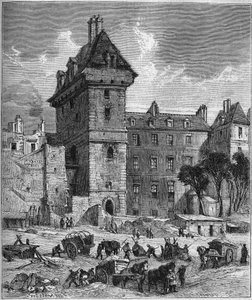Kilátás a félelem nélküli Jean toronyra (15. század), a Hotel de Burgundy utolsó maradványa. Párizs alkotó: Provost Provost