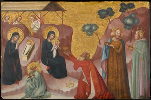 A Születés és a Mágusok imádása, 1325-1330 körül (tempera és aranylevél a táblán)