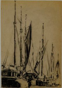 vitorlások, Narcís Puget Riquer, szénrajz, Puget múzeum, Can LLaudis nemesi ház, Dalt Vila, Ibiza, Baleár-szigetek, Spanyolország