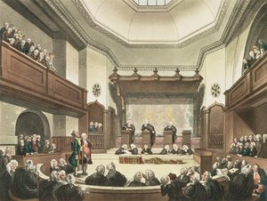 Court of Common Pleas, Westminster Hall, „A londoni mikrokozmosz”-ból, J. C. Stadler (fl. 1780-1812), pub. R. Ackermann (1764-1834) 1808 (akvatinta)