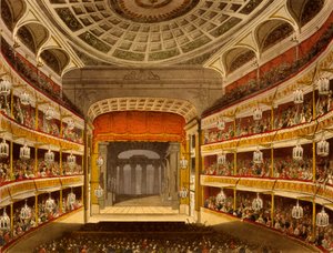 Új Covent Garden Színház, a londoni Microcosmból, 1810, R Ackermann (kézzel színezett akvatinta)