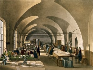Bélyegiroda, Somerset House, az Ackermann-féle londoni mikrokozmoszból (akvatinta) alkotó: Pugin and Rowlandson