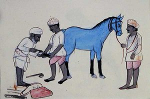 Lópatkolókészítő (Halband) 1890 körül (akvarell, papír)