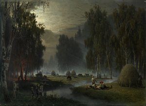 Szénakészítők. Esti pihenő alkotó: Pyotr Alexandrovich Sukhodolsky