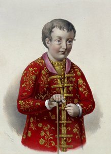 Simeon Alekszejevics orosz nagyherceg (1665-1669) (Orosz Simeon Alekszejevics cár). Pjotr ​​Fjodorovics Borel (1829-1898) munkája, litográfia 1860 körül. 19. századi orosz művészet, neoklasszicizmus. Orosz Állami Könyvtár, Moszkva. alkotó: Pyotr Fyodorovich Borel