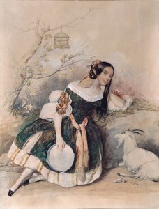 Smaragd. (Balerina Marius Petipa (1818-1910) balettjéhez, a "Notre Dame de Paris"-ból átdolgozva, Victor Hugo (1802-1885) Pjotr ​​(Piotr) Fjodorovics Szokolov (Pierre Sokolov) (1791-1848) műve, akvarell, gouache, fehér és arany papíron Art r alkotó: Pyotr Fyodorovich Sokolov