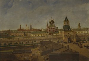 Az Iljinszkij-kapuk Moszkvában, a 19. század közepe. alkotó: Pyotr Ivanovich Moiseyev