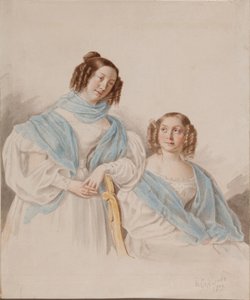 Antonina Dmitrievna grófnővérek portréja 1813-1891 és Lidia Dmitrievna 1815-1882 Blud