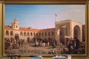 Apraksin piac Szentpéterváron – Pjotr ​​Petrovics Verescsagin (Pjotr ​​Verescsagin) festménye (1836-1886), olaj, vászon