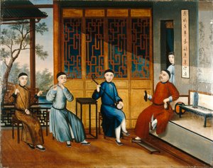Zenésztrió, 1800 körül (olaj, vászon) alkotó: Qing Dynasty Chinese School