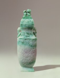Baluszterváza és kupolás borító, késői Qing-dinasztia (smaragd és fehér jáde) alkotó: Qing Dynasty Chinese School