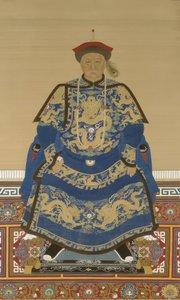 Oboi (1610-1669 körül), Kangxi császár uralkodása alatti régens portréja (tinta és szín, selyem) alkotó: Qing Dynasty Chinese School