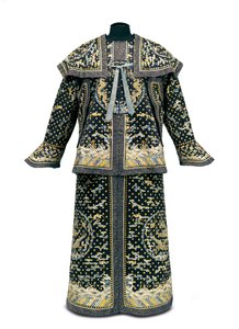 Ritka birodalmi gárdisták szertartási egyenruhája, Qianlong / Jiaqing korszak (1736-1820) (selyem szatén) (lásd még) alkotó: Qing Dynasty Chinese School