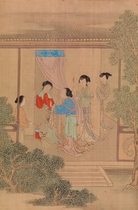 Öt alak a tornácon alkotó: Qiu Ying