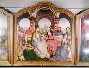 A Szent rokonság, vagy a Szent Anna oltárképe, a központi tábla részlete, 1509 alkotó: Quentin Massys or Metsys