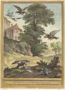 Keselyűk és galambok alkotó: Quentin Pierre Chedel after Jean Baptiste Oudry