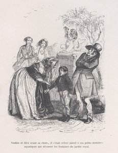 Felemelkedett, mint azok a kis tengeri szörnyek, amelyek a szökőkutakat díszítik. a Kis nyomorúságból..., 1843. alkotó: Quichon