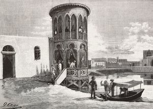Egy mór kis torony, ahol az olasz tisztek klubja, Massawa, Eritrea, metszet Quinto Cenni rajzából és Pieragostini vázlatából, L