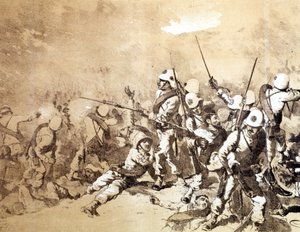Adoua-i csata az olaszok és Etiópia között 1896-ban, Q. Cenni. SD. 1896 körül. alkotó: Quinto Cenni