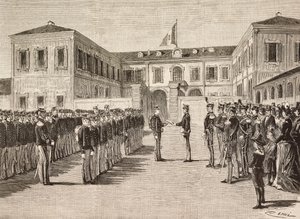 Vittorio Emanuele herceg (1870-1946), torinói gróf diplomát ad a milánói katonai akadémia kadétjainak március 14-én alkotó: Quinto Cenni