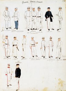 Az Olasz Királyság vámőreinek egyenruhája 1873-1878 között, tábla a Cenni Codexből, katonai vázlatgyűjtemény akvarellrel alkotó: Quinto Cenni