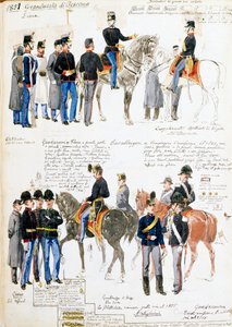 A Toszkán Nagyhercegség egyenruhája 1851-ben, a Cenni-kódexből vett tábla, Quinto Cenni (1845-1917) katonai vázlatainak gyűjteménye
