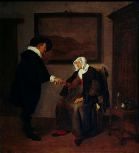 Quiringh Gerritsz Van Brekelenkam (kb. 1620-1668) konzultációs festménye. Nap 0,57x0,52 m