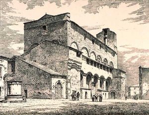 Palazzo Pubblico, Orvieto, Olaszország, a "Példák a városi, kereskedelmi és utcai építészetre Franciaországban és Olaszországban a 12. századtól a 15. századig" publikáció. írta W.Mackenzie
