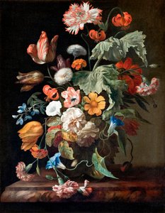 ""Nature morte aux fleurs"" (Csendélet virágokkal) Peinture de Rachel Ruysch (1664-1750) - Olaj, vászon - Mérete 70,5x58,5 cm Hallwylska Museet, Stockholm alkotó: Rachel Ruysch