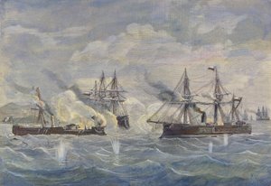 Tengerészeti harc a „Huascar” perui hajó között a chilei „Blanco Encalada” és a „Cochrane” ellen 1879-ben