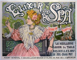 „Elixir de Spa” belga likőrt reklámozó plakát alkotó: Raff (1861 1952)