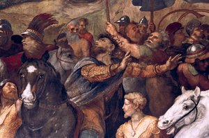 I. Leó pápa, Visszaverve Attilát, részlet, 1511-14 alkotó: Raffaello Sanzio Raphael