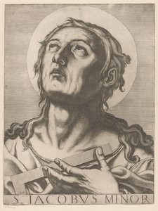 Heilige Jakobus de Mindere Kisebb Szent Jakab (cím a tárgyon) Christ, Mary en de twaalf apostelen (sorozat címe) The Sacred Apostoli College (sorozat címe) alkotó: Raffaello Schiaminossi