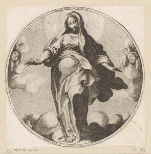 Mária a felhőkben Sancta Maria Mater Dei (cím a tárgyon)
