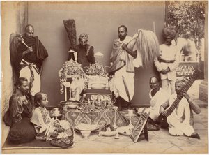 Rewa maharadzsája imádkozás közben alkotó: Raja Deen Dayal
