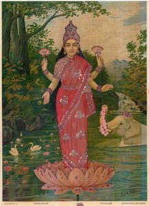 Lakshmi Embellished, a Ravi Varma Press, szerkesztés alkotó: Raja Ravi Varma