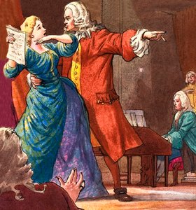 Händel egy temperamentumos operaénekest próbál megfékezni. alkotó: Ralph Bruce