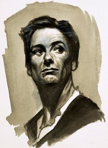 Sir John Gielgud mint Hamlet (gouache, papír) alkotó: Ralph Bruce