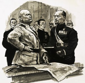 Ismeretlen tiszt rámutat egy pontra a térképen. alkotó: Ralph Bruce