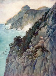 Illusztráció Robinson Crusoe-hoz, Daniel Defoe (színes litó)
