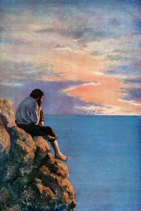 Illusztráció Robinson Crusoe-hoz, Daniel Defoe (színes litó)